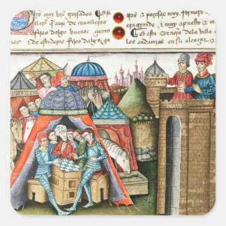 Knight Cifar Watches the Enemy Camp Play Chess Square Sticker