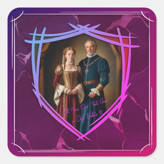 Knight Coat of Arms Medieval Old Fashioned Gift Square Sticker (Front)