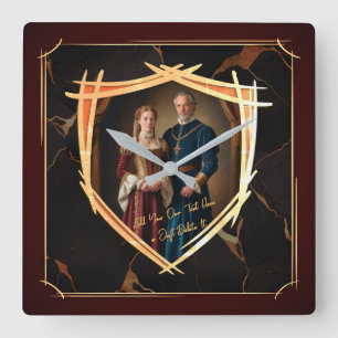Knight Coat of Arms Medieval Old Fashioned Gift Square Wall Clock