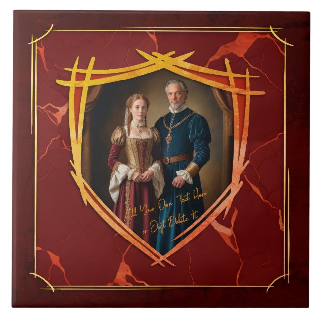 Knight Coat of Arms Medieval Old Fashioned Gift Tile (Front)