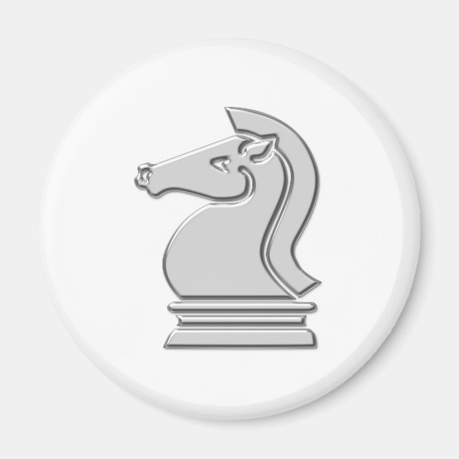Knight Cool Metallic Chess Piece Magnet (Front)