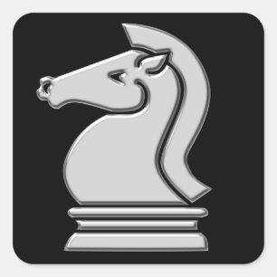 Knight Cool Metallic Chess Piece Square Sticker