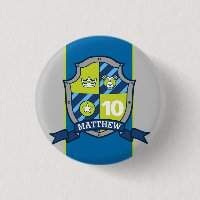 Knight crest 10th birthday age button pin