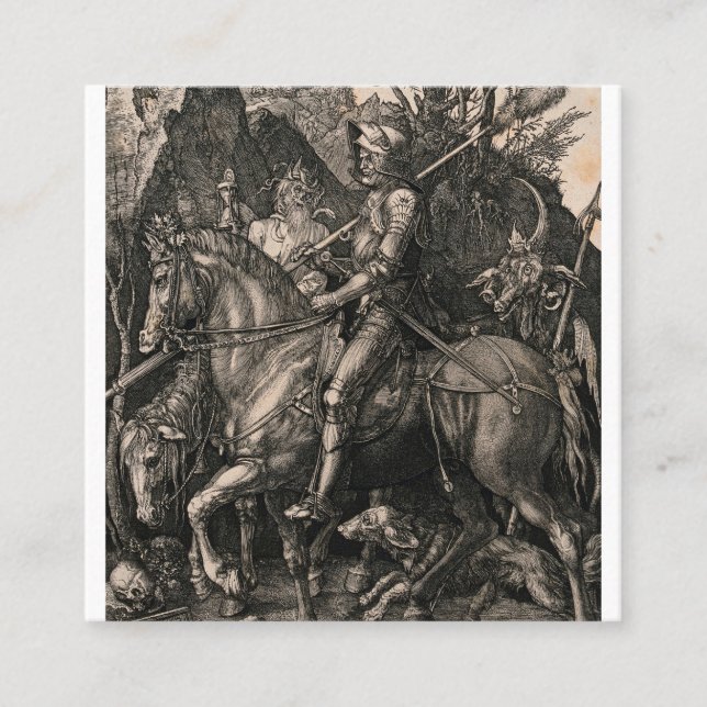 Knight Death and the Devil Albrecht Durer Square Business Card (Front)