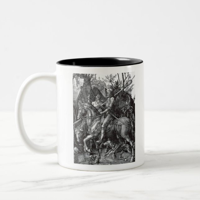 Knight, Death and the Devil - Albrecht Durer Two-Tone Coffee Mug (Left)