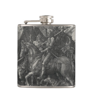 Knight, Death and the Devil by Albrecht Durer Hip Flask