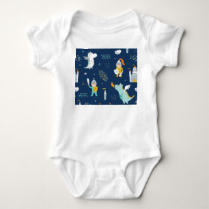 Knight Dragon Castle Childish Pattern Baby Bodysuit