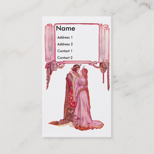 Knight Embracing Lady Love Business Card (Front)