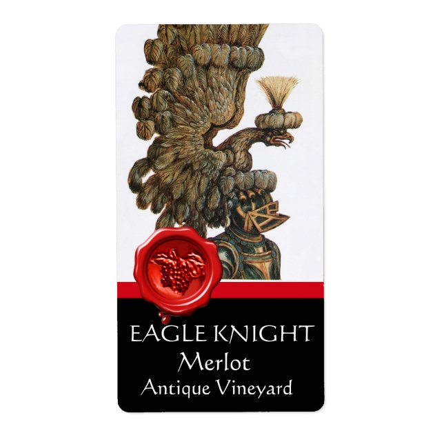 KNIGHT HELMET WITH EAGLE WINGS RED WAX SEAL Wine (Front)