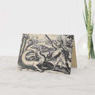 Knight in Armour and Dragon Greeting Cards