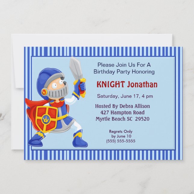 Knight In Armour Birthday Invitation (Front)