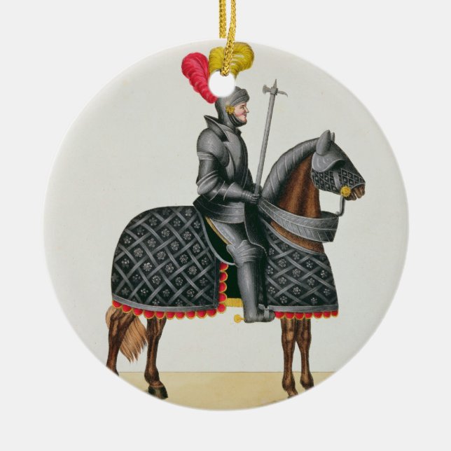 Knight in armour on his horse, plate from 'A Histo Ceramic Ornament (Front)