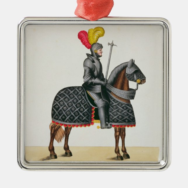 Knight in armour on his horse, plate from 'A Histo Metal Ornament (Front)