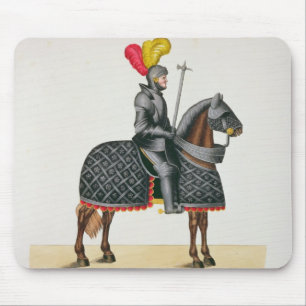 Knight in armour on his horse, plate from 'A Histo Mouse Pad