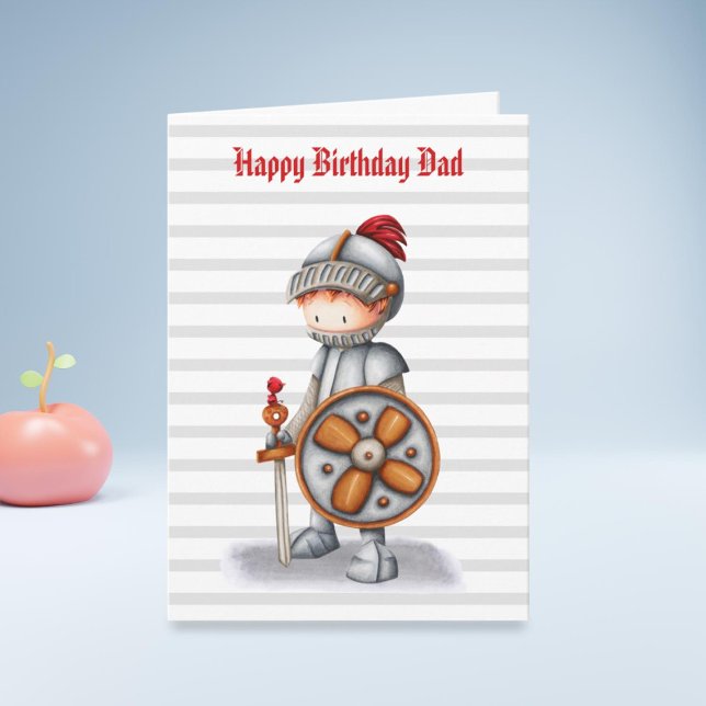 Knight in Armour with Cardinal Bird Father Birthda Card (Creator Uploaded)