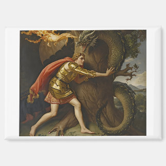 Knight in Golden Armor vs. The Dragon Magnet