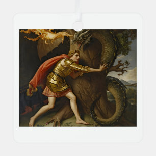 Knight in Golden Armour vs. The Dragon Metal Ornament