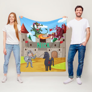 Knight In Shining Armor and Silly Dragons Fleece Blanket