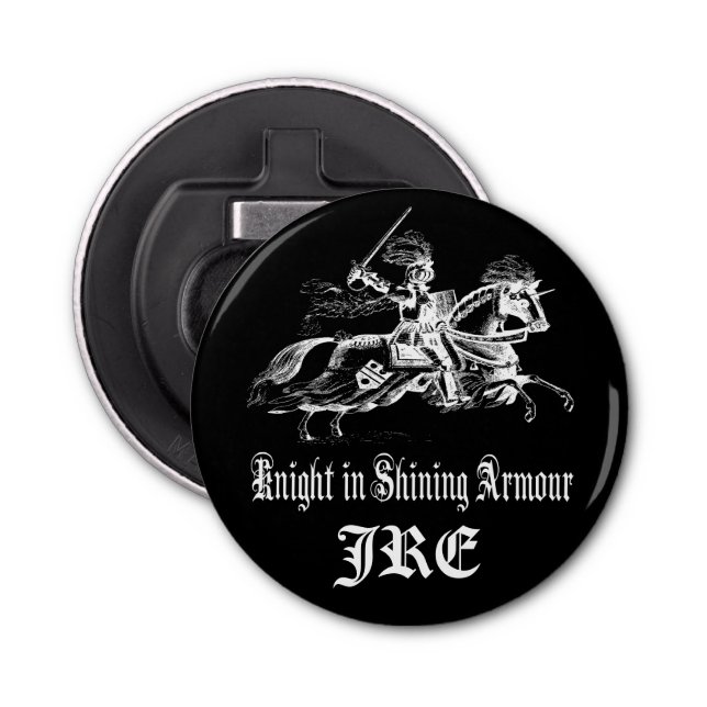 Knight In Shining Armour Monogrammed Initials Bottle Opener (Front)