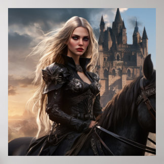 Knight Lady — Medieval Fantasy Warrior Woman and C Poster