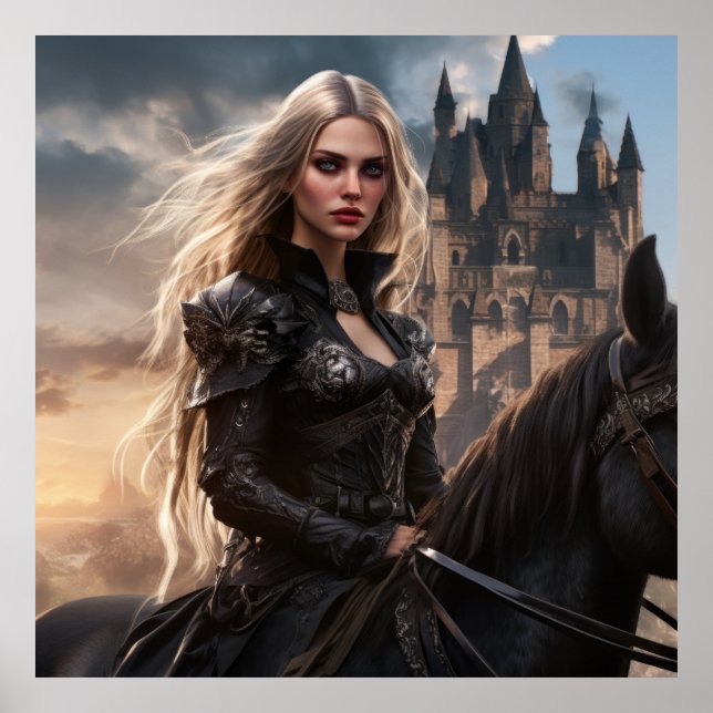 Knight Lady — Medieval Fantasy Warrior Woman and C Poster (Front)