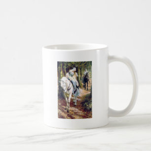 Knight lady white horse medieval romantic coffee mug