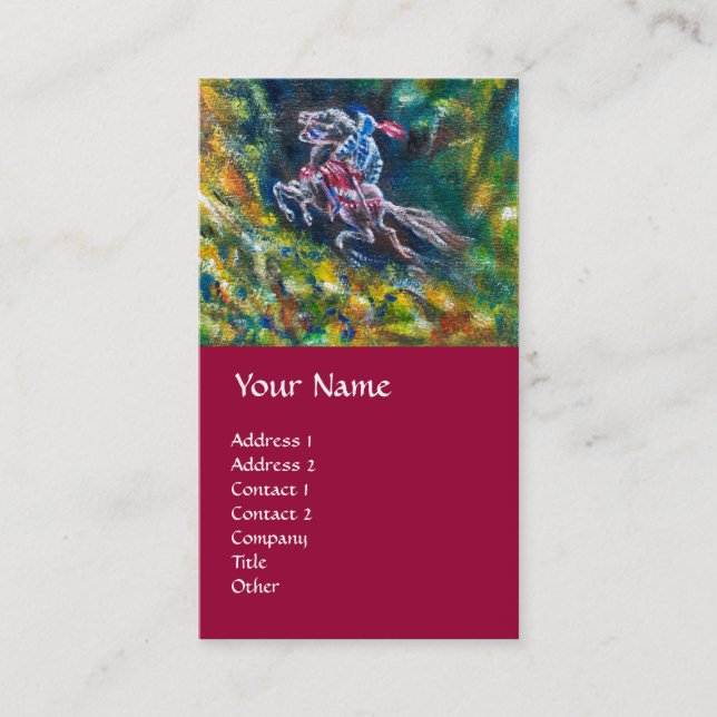 KNIGHT LANCELOT ,HORSE RIDING IN GREEN FOREST BUSINESS CARD (Front)