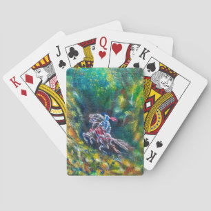 KNIGHT LANCELOT ,HORSE RIDING IN GREEN FOREST PLAYING CARDS