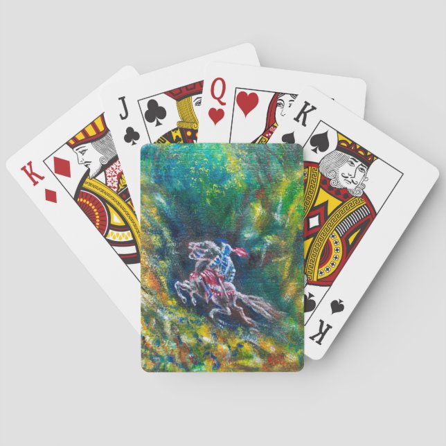 KNIGHT LANCELOT ,HORSE RIDING IN GREEN FOREST PLAYING CARDS (Back)