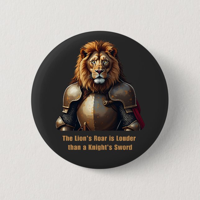 Knight lion 2 inch round button (Front)