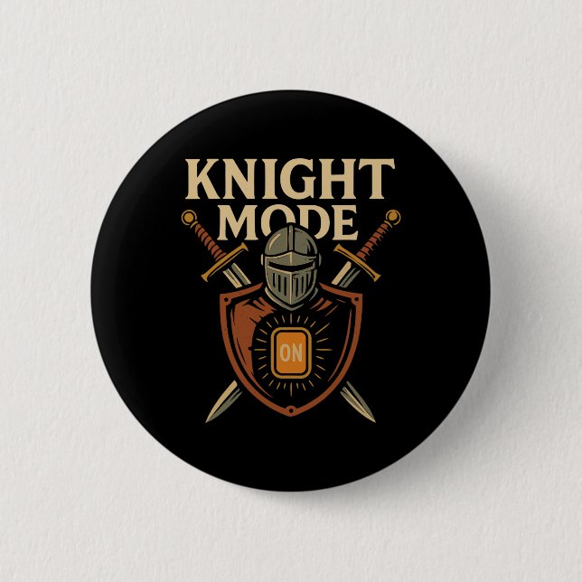 Knight Mode On Funny Medieval Sword Shield Party C 2 Inch Round Button (Front)