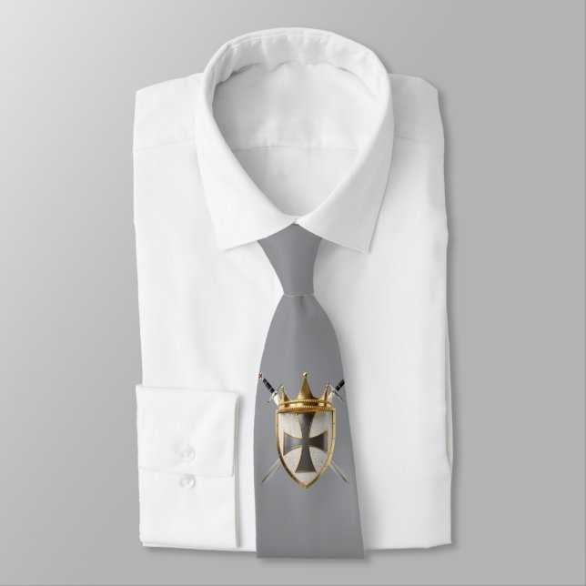 Knight Of RayEl Crest grey mens Tie (Tied)