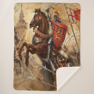 KNIGHT ON HORSE SHERPA BLANKET