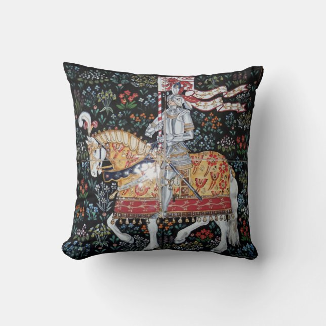 Knight on Horseback Pillow Tile Montacute Tapestry (Front)