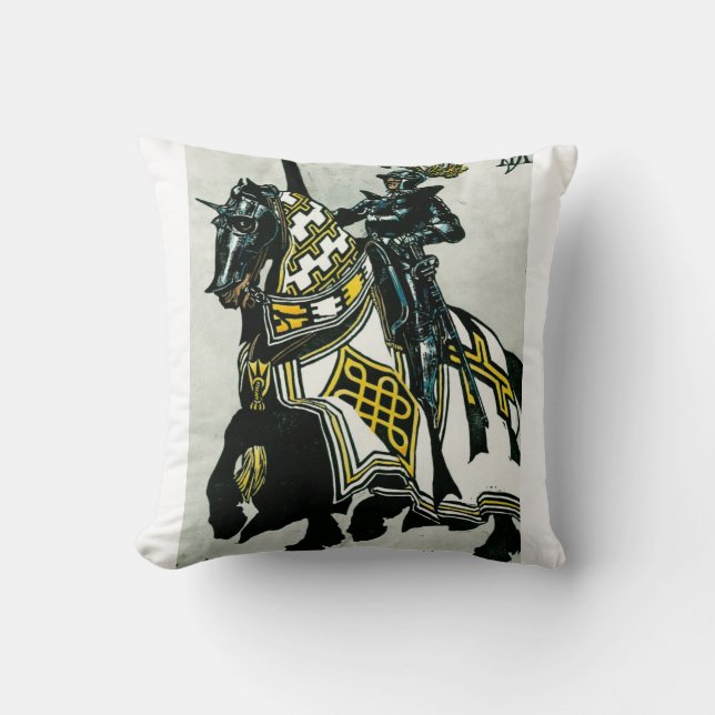 Knight On Horseback Throw Pillow (Front)