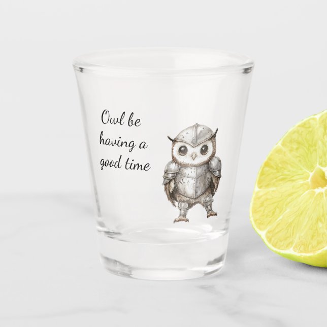 Knight Owl in Shining Armor Shot Glass (Front)