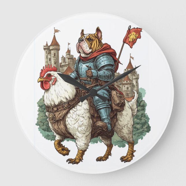 Knight Pup � Medieval Hero Dog Large Clock (Front)