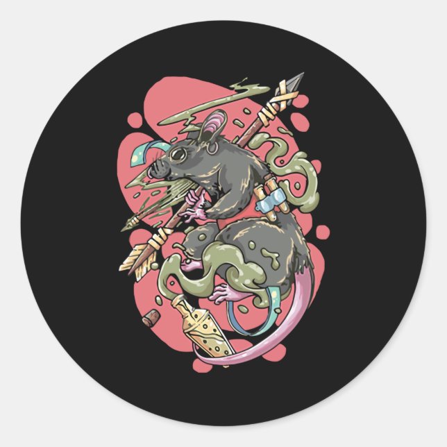 Knight Rat Classic Round Sticker (Front)