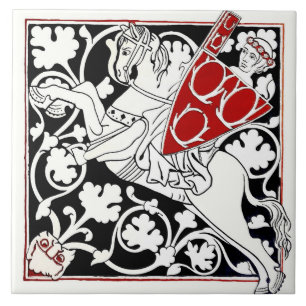 Knight riding Horse Medieval Antique Vintage Tile