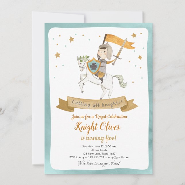 Knight Royal Medieval Boy Birthday Invitation (Front)