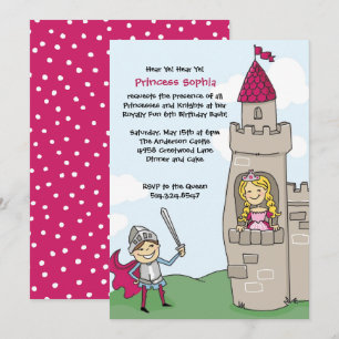 Knight Saves Princess Invitations : Brunette/Blond