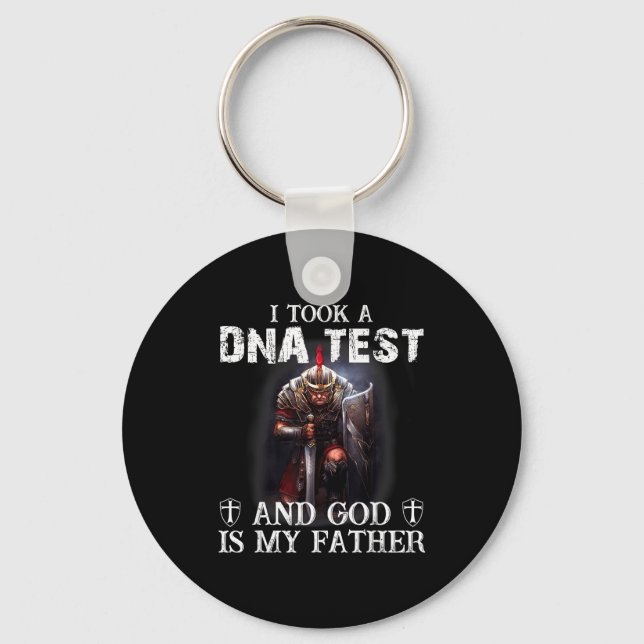 Knight Templar Christian Warrior Dna God Is My Fat Keychain (Front)