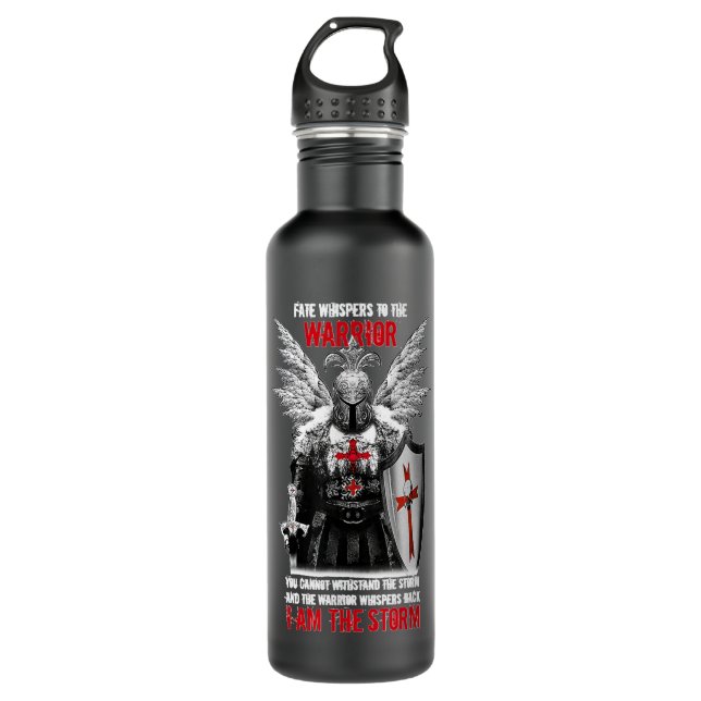 Knight Templar Fate Whispers To The Warrior Christ 710 Ml Water Bottle (Front)