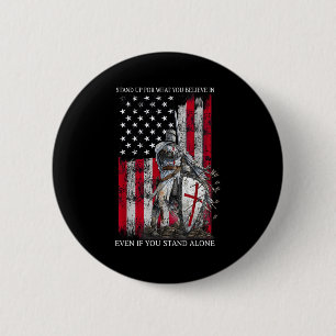 Knight Templar Standing For Believe In Christians 2 Inch Round Button