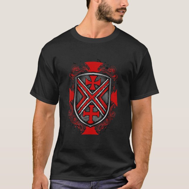 Knight Templar Templar Crusader Shield T-Shirt (Front)