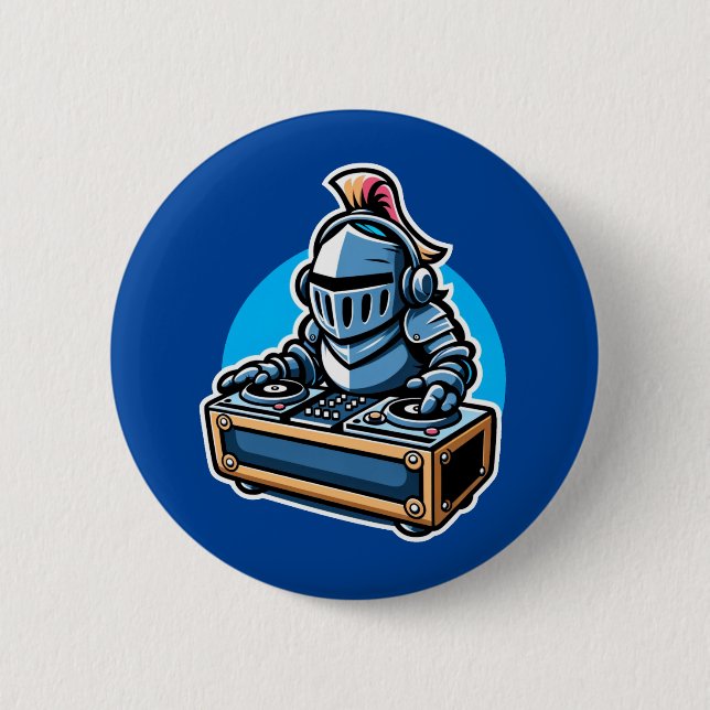 Knight Turntablist - Medieval DJ Fusion Art 2 Inch Round Button (Front)