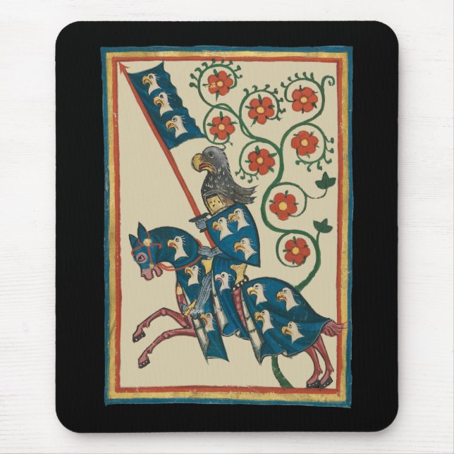 Knight With Eagle Heraldry, 14th Century Medieval Mouse Pad (Front)