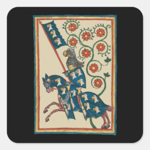 Knight With Eagle Heraldry, 14th Century Medieval Square Sticker