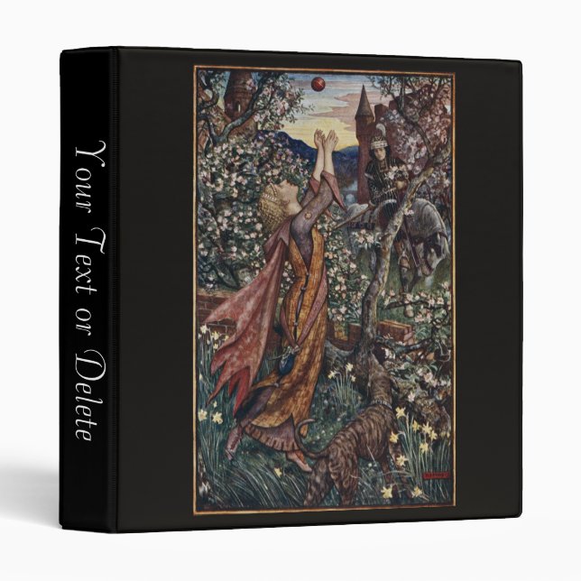 Knight with Princess in Garden Vintage Fantasy Binder (Front/Spine)