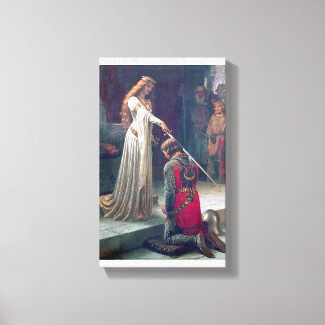Knighted castle woman sword knight painting canvas print (Front)